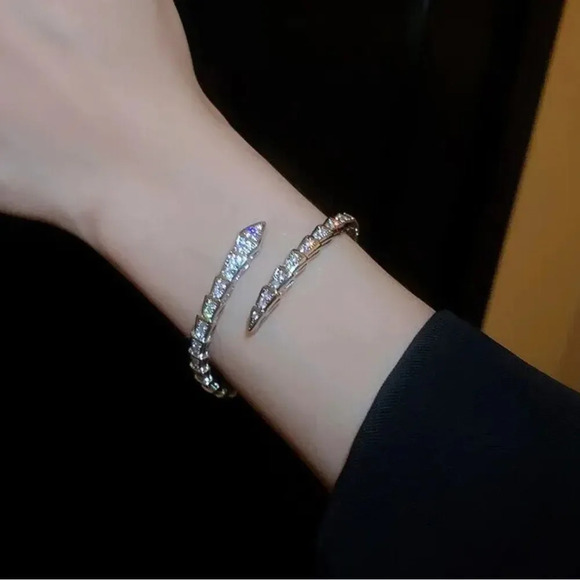 Serpenti Snake Crystal Silver Cuff Bracelet - Picture 7 of 17